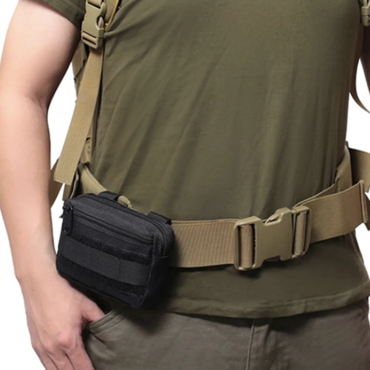Petite sacoche de ceinture militaire en tissu