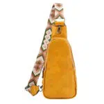 Sacoche en cuir PU couleur jaune unie avec bandoulière pour femme
