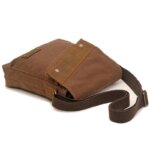 Sacoche messenger en toile marron avec bandoulière pour homme
