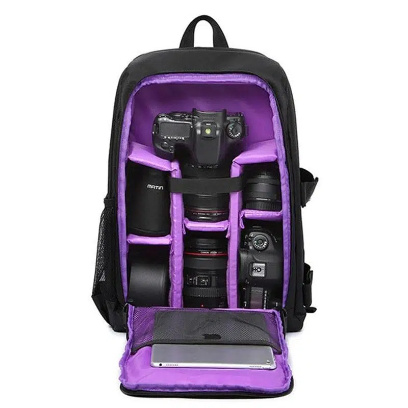 Sacoche pour appareil photo reflex numérique style sac à dos violet