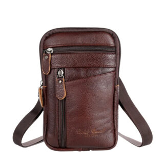 Accueil v2 Petite sacoche bandoulière en cuir marron pour homme