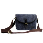 Sacoche bandoulière en toile bleue pour appareil photo reflex