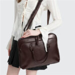 Sacoche Porte Document Femme Marron en Cuir